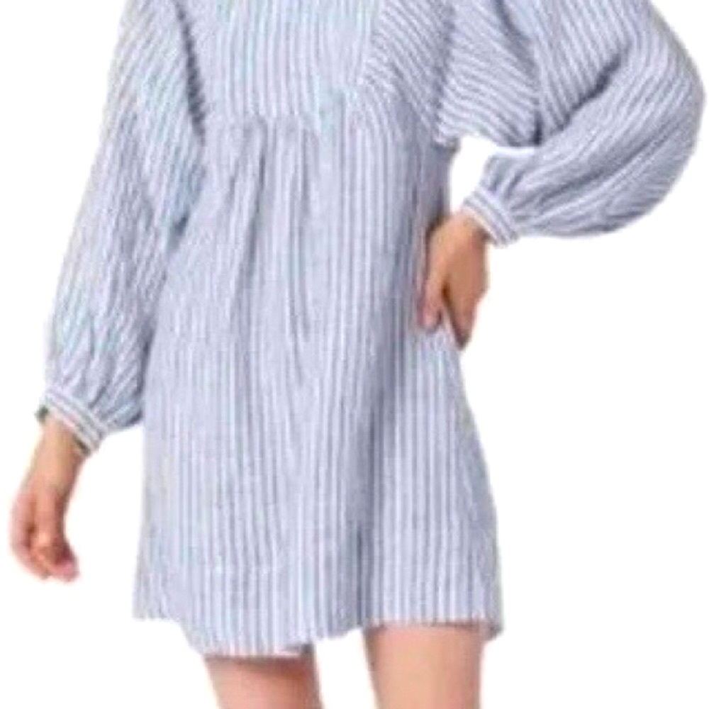 Joie Jade Denim Blue White Stripe Linen Mini Dress